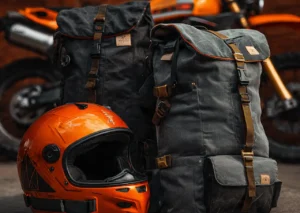 Mochila para viagem de moto com equipamentos sensíveis