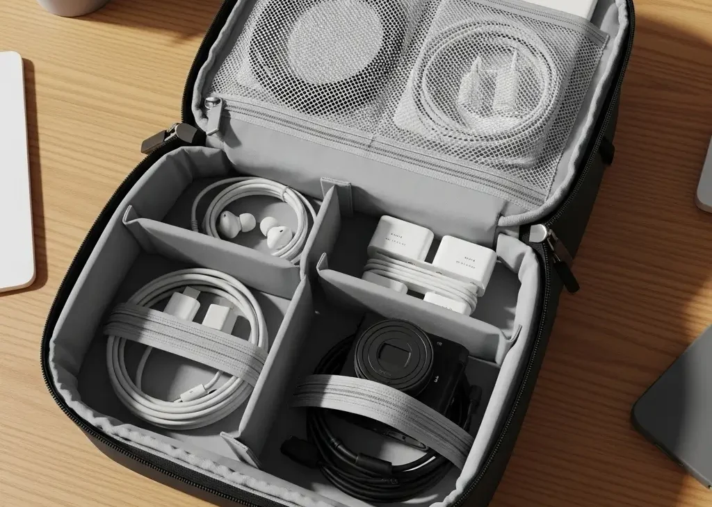 Organização segura de cabos no transporte