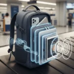 Mochila com isolamento magnético em aeroportos